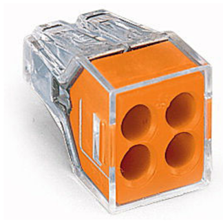 Push-Wire 4 Conductor Connector 24A 400V 4kV 2.5mm Transparent/Orange
