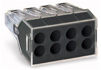 Push-Wire 8 Conductor Connector 24A 400V 4kV 2.5mm Transparent/Grey