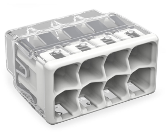 Push-Wire 8 Conductor Connector 32A 450V 4kV 0.75-4.0mm Transparent/White