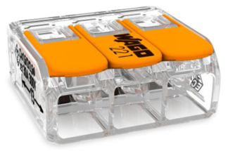 Compact Lever 3 Way Connector 6mm2 Orange Clear