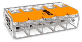 Compact Lever 5 Way Connector 6mm2 Orange Clear