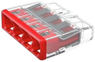 Push-Wire 4 Conductor Connector 32A 450V 4kV 0.75-4.0mm Transparent/Red
