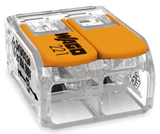 Compact Lever 2 Way Connector 6mm2 Orange Clear