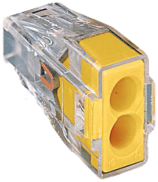 Push-Wire 2 Conductor Connector 24A 400V 4kV 2.5mm Transparent/Yellow