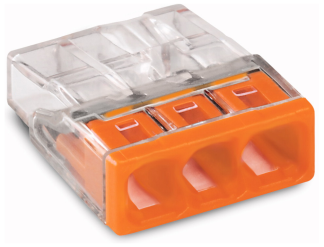 Push-Wire 3 Conductor Connector 24A 450V 4kV 0.5-2.5mm Transparent/Orange
