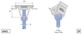 Multiwedge 2 for Steel Decking Clamp M10 Electro-Zinc Plated