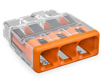 Push-Wire 3 Conductor Connector 32A 450V 4kV 0.75-4.0mm Transparent/Orange