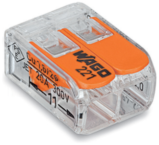 Splicing 2 Way Compact c/w Levers Connector 32A 450V 4kV 4mm Clear