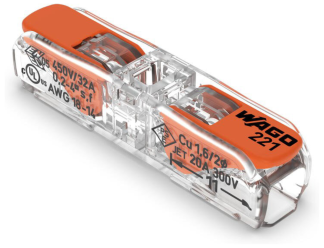 Splicing Inline Comp c/w Org Levers Connector 32A 450V 4kV 4mm Clear