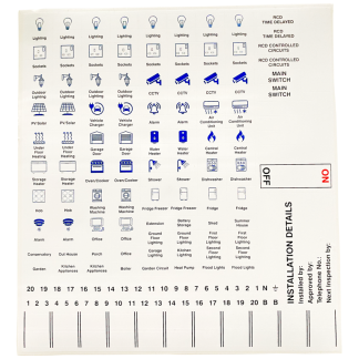 Consumer Unit Label Blue/Red/Black on White