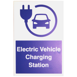 EV Charging Station Sign 200x300mm Yellow/Blue/Red/Black on White
