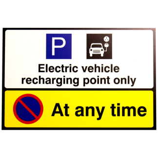 EV Recharging Point Sign 300x200mm Blue on White