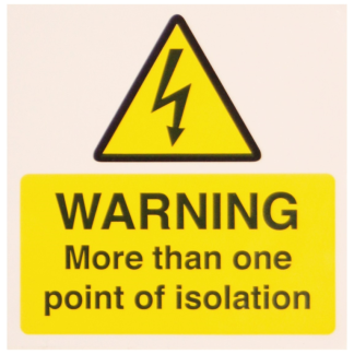 Warning More Than 1 Point Isolation Label 75x75mm Yellow/Black on White