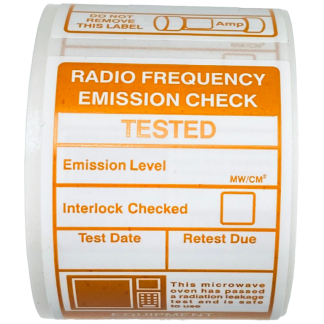 Microwave Emission Write On Label 35x65mm Orange/White