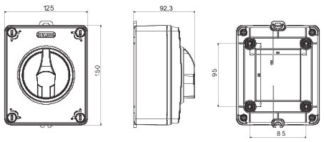 Isolator Rotary 3P Emergency IP69 Switch 32A 125x150x75.5mm