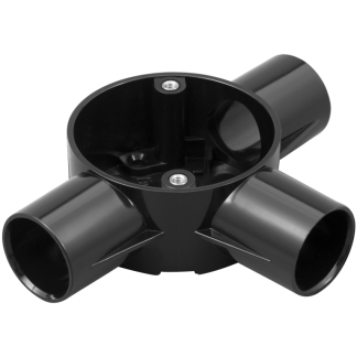 Tee 3 Way Circular Box 25mm Black PVC