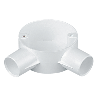 Angle 2 Way Circular Box 20mm White PVC