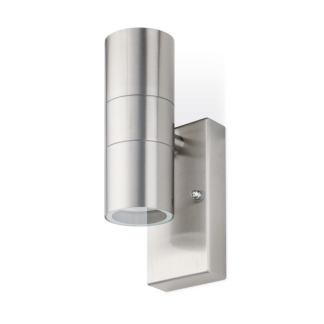 LED Twin Up/Down GU10 IP44 Wall Light 7W Stainless Steel