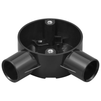 Angle 2 Way Circular Box 20mm Black PVC