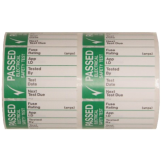 Pass Test Labels Lge Label 42.5x32.5mm Green on White Matt