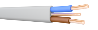 2 Core & Earth PVC Cable 1.5mm Grey