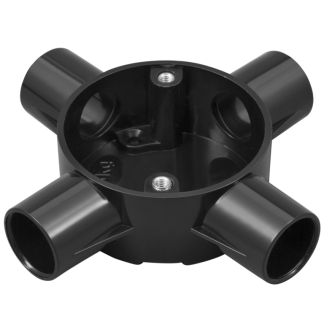 Intersection 4 Way Circular Box 20mm Black PVC