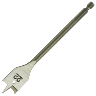 Wood Boring 1/4in Hex Shank Flat Bit 22x152mm