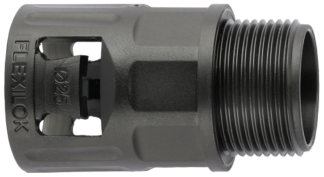Straight Fixed External Thread Connector M20 Black