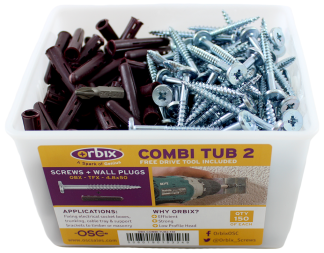 Orbix Woodscrew & BRN Wallplugs Screw 4.8x50mm Silver/Carbon Steel/BZP