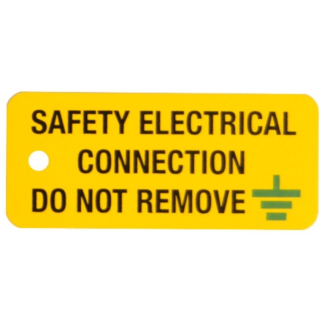Safety Electical Connection Label 80x35mm Black/Green on Yellow