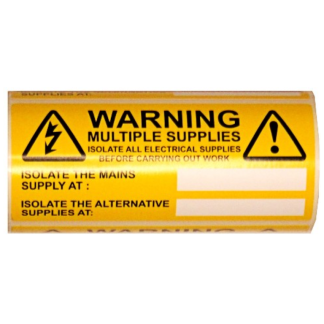 Dual Supply/Mutiple Supply Range Label 130x60mm White/Black on Yellow
