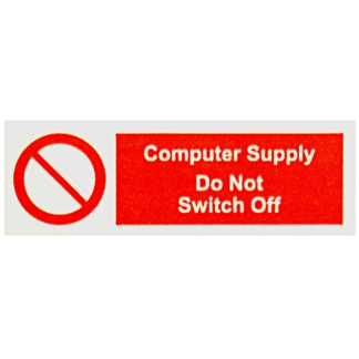 Computer Supply Do Not Switch Off Label 75x25mm Red on White