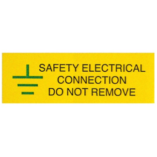 Safety Electical Connection Label 75x25mm Black/Green on Yellow