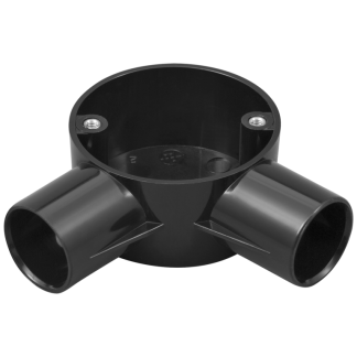 Angle 2 Way Circular Box 25mm Black PVC