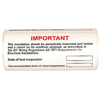 Periodic Inspection Label 130x60mm Black/Red on Matt White