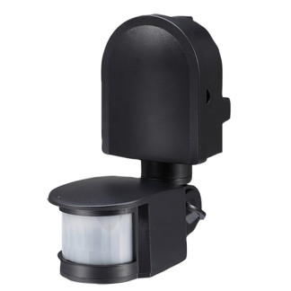 Wall M/D 180Deg IP44 PIR 66x137.6x48mm Black