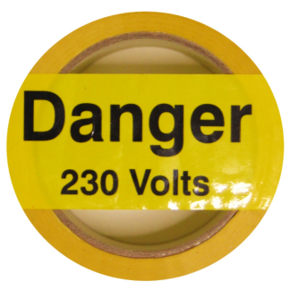 Danger 230 Volts Laminated Tape Label 48mmx33m Yellow on Black