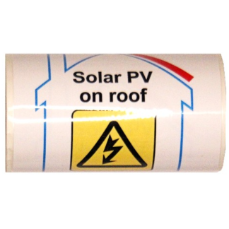 Over Laminated Solar PV On Roof Label 100x100mm White