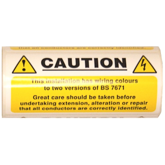 Mixed Cable Notice Label 130x60mm Yellow/Black on White