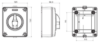 Isolator Rotary 2P Emergency IP69 Switch 32A 125x150x75.5mm